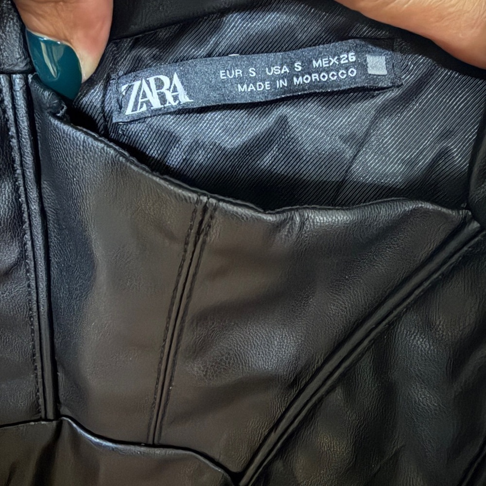 Zara Black Leather-Style Dress - Picture 4 of 11